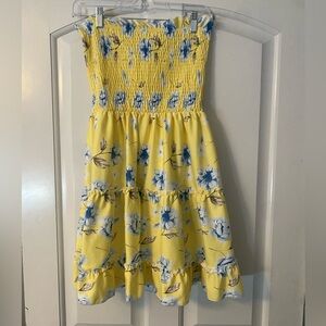 Strapless floral women’s yellow and blue dress size medium